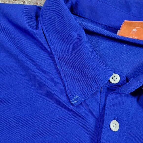 Puma Golf Polo Shirt Mens XL Blue Vented Short Sleeve Performance Stripe USP Dry - Picture 3 of 7